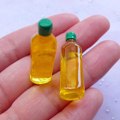 Dollhouse Olive Oil Bottle Cabochons | Miniature Food Supplies | Doll House Crafts (2 pcs / 10mm x 31mm)