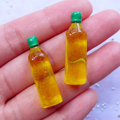 Dollhouse Olive Oil Bottle Cabochons | Miniature Food Supplies | Doll House Crafts (2 pcs / 10mm x 31mm)