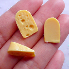 Miniature Cheese Cabochons | Dollhouse Food Craft Supplies | Fake Sweets Deco Cabochon | Kawaii Phone Case Decoden (3 pcs / 11mm x 16mm)