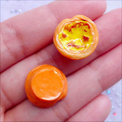 Dollhouse Food Supplies | 3D Miniature Portuguese Egg Tart Cabochons | Doll Food Cabochon | Fake Sweets Deco Phone Case (2 pcs / 16mm x 9mm)