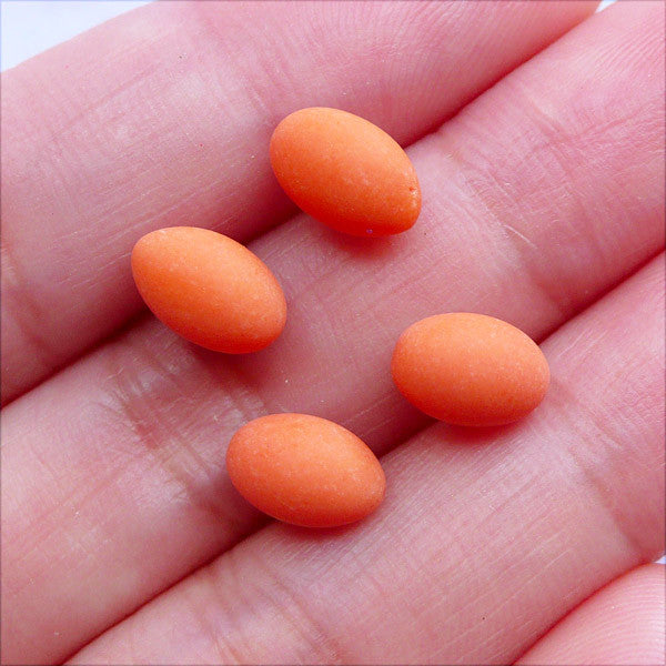3D Dollhouse Egg Cabochons | Miniature Food Cabochon | Doll House Craft Supplies (4pcs / Brown / 6mm x 8mm)