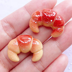 Croissant Cabochons | Dollhouse Bread Cabochon | Miniature Food Cabochon | Kawaii Decoden Pieces (2pcs / 23mm x 18mm)