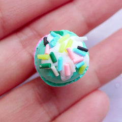 Polymer Clay Ice Cream Cabochons | 2 Scoops Icecream Cabochon in 3D | Kawaii Fimo Decoden Pieces | Fake Sweets Jewelry Making (1 piece / Mint & Strawberry / 15mm x 37mm)