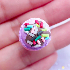Fimo Ice Cream Cabochons with 2 Scoops | 3D Icecream with Sprinkles Cabochon | Kawaii Decoden Pieces | Mini Sweets Jewellery Making (1 piece / Lavender or Taro & Strawberry / 15mm x 37mm)