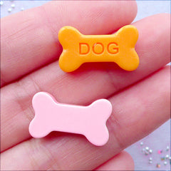 Dog Bone Biscuit Cabochons | Pet Food Cabochon | Animal Cookie Cabochon | Decoden Resin Cabochon | Kawaii Cell Phone Deco | Cute Embellishments | Scrapbooking (4 pcs / 11mm x 19mm / Flat Back)