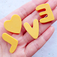 Love Sugar Cookie Cabochons | Fake Sweets Cabochon | Alphabet Biscuit Cabochon | Faux Food Jewelry | Sweet Deco Supplies | Wedding Supplies | Valentines Day Decor | Kawaii Resin Decoden Pieces (4pcs / Flat Back)