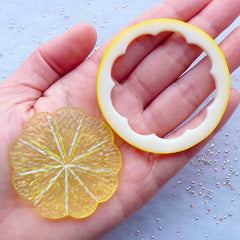 Large Lemon Slice Cabochons | Plastic Fruit Cabochon | Fake Food Embellishments | Kitsch Jewelry Making | Decoden Supplies (1 piece)