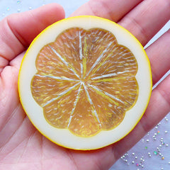 Large Lemon Slice Cabochons | Plastic Fruit Cabochon | Fake Food Embellishments | Kitsch Jewelry Making | Decoden Supplies (1 piece)