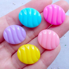Oval Candy Cabochons | Japanese Sweets Deco | Kawaii Food Jewellery Supplies | Pastel Kei Decoden Pieces (5pcs / Assorted Mix / 17mm x 20mm / Flatback)
