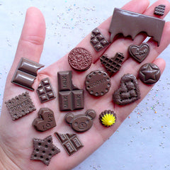 Chocolate & Biscuit Cabochon Assortment | Kawaii Decoden Cabochons | Sweets Deco | Phone Case Decoration | Miniature Sweet Crafts (18pcs / Assorted Mix / Flat Back)