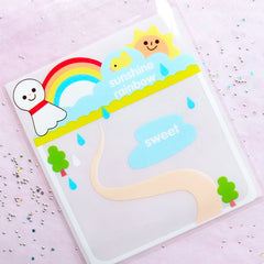 Kawaii Gift Bags | Happy Weather Plastic Gift Bags | Self Adhesive Cello Bags | Treat Bags Supplies (10cm x 11cm / 20pcs)