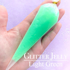 Glittery Whipped Cream | Jelly Deco Cream with Glitter | Kawaii Decoden Supplies | Fake Whip Cream for Phone Case Deco (50g / Light Green)