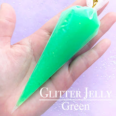 Jello Whip Cream with Glitter | Glittery Decoden Cream | Cell Phone Deco | Whipped Cream Case | Kawaii Supplies (50g / Green)