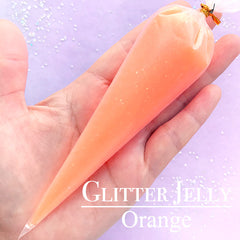 Glittery Decoden Cream | Glitter Jelly Whip Cream | Fake Whipped Cream for Miniature Dessert Making | Kawaii Sweet Deco (50g / Orange)