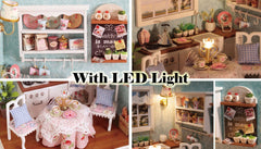 Dollhouse Miniature Kitchen Kit with Furniture & LED Light in 1:24 Scale | Family Craft Ideas | Handmade Present