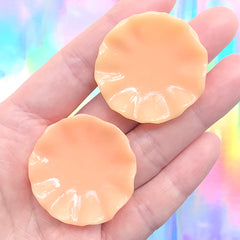 Round Dollhouse Plate Cabochons (35mm / 2pcs / Orange / Flat Back) Whimsy Miniature Food Craft Cute Mini Dishware Novelty Jewelry Making MC44