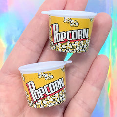 Miniature Popcorn Cup Charms | Fake Food Jewelry Making (2 pcs / 30mm x 23mm)