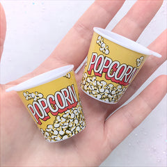 Popcorn Cup Charms | Mini Food Craft | Miniature Food Jewellery Making (2 pcs / 35mm x 34mm)