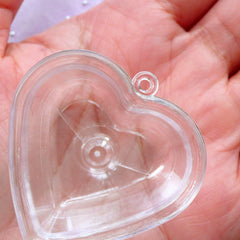 Mini Heart Ice Cream Cup | Miniature Jelly Bowl Charms | Fake Food Jewelry & Accessory Making (Clear / 4 pcs / 36mm x 24mm)
