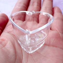 Mini Heart Ice Cream Cup | Miniature Jelly Bowl Charms | Fake Food Jewelry & Accessory Making (Clear / 4 pcs / 36mm x 24mm)