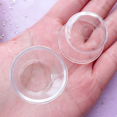 Miniature Dessert Cups | Dollhouse Round Clear Plastic Bowls | Mini Food Craft (4 pcs / 31mm x 25mm)