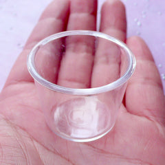 Miniature Dessert Cups | Dollhouse Round Clear Plastic Bowls | Mini Food Craft (4 pcs / 31mm x 25mm)