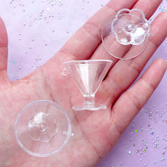 Miniature Sundae Cup Charms | Clear Parfatit Cups | Dollhouse Dessert Craft (4 pcs / 30mm x 27mm)