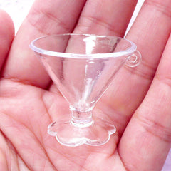 Miniature Sundae Cup Charms | Clear Parfatit Cups | Dollhouse Dessert Craft (4 pcs / 30mm x 27mm)