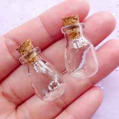 Terrarium Craft | Dollhouse Glass Jar in Round Baggie Shape | Miniature Glass Vial | Tiny Glass Bottle (15mm x 24mm / 2 pcs)