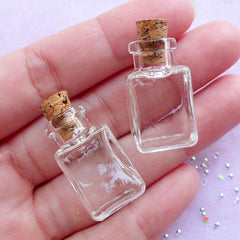 Dollhouse Glass Bottle in Rectangular Shape | Miniature Terrarium Glass Jar (14mm x 25mm / 2 pcs)