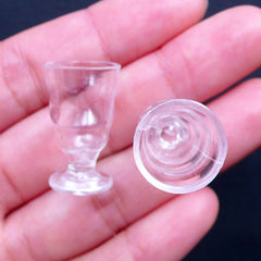 Dollhouse Ice Cream Sundae Cups | Miniature Parfait Cups | Mini Milkshake Soda Glass | Doll House Food Craft | Kawaii Miniature Sweets Making (2pcs / 14mm x 24mm / Clear)