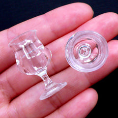 Dollhouse Madeira Wine Glass | Miniature Plastic Glassware | Doll House Craft | Miniature Drink Making | Kawaii Charm DIY (2pcs / 17mm x 28mm / Clear)