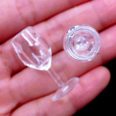 Miniature Wine Glasses | Dollhouse Glassware | Mini Plastic Cups | Doll House Tableware | Fake Food Craft | Doll Drink | Doll Props (2pcs / 14mm x 29mm / Clear)