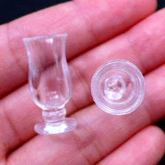 DEFECT Miniature Hurricane Glass | Dollhouse Drinking Glasses | Doll House Cocktail Glass | Mini Plastic Cups | Doll Props | Fake Tiny Food Crafts (2pcs / 11mm x 24mm / Clear)