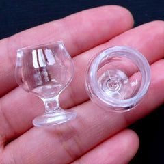 Dollhouse Wine Glasses | Miniature Brandy Snifter | Doll House Cognac Glass | Mini Tableware | Tiny Plastic Cup | Doll Drink | Doll Drinking Glass (2pcs / 18mm x 24mm / Clear)