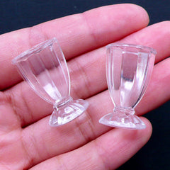 Miniature Milkshake Glass | Dollhouse Ice Cream Sundae Glasses | Mini Dessert Bowl | Doll House Parfait Cup | Miniature Sweets Craft | Kawaii Jewellery Making (2pcs / 16mm x 25mm / Clear)
