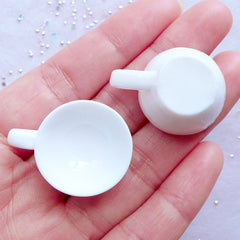 Dollhouse Coffee Cups | Miniature Teacup | Mini Tea Cup | Doll House Drink Making | Kawaii Afternoon Tea Jewellery DIY (2pcs / White / 30mm x 14mm)