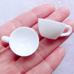 Dollhouse Coffee Cups | Miniature Teacup | Mini Tea Cup | Doll House Drink Making | Kawaii Afternoon Tea Jewellery DIY (2pcs / White / 30mm x 14mm)