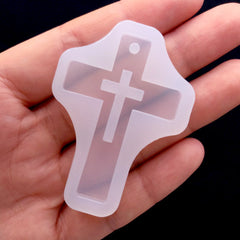 Hollow Latin Cross Mold | Christian Jewelry Making | Cross Pendant Mold | Resin Jewellery Mold | Halloween Decoden Supplies (34mm x 49mm)