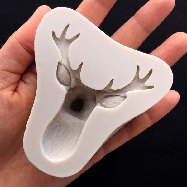3D Reindeer Head Mold | Christmas Animal Mold | Food Safe Silicone Mold | Epoxy Resin Art Supplies (54mm x 61mm)