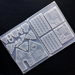 Gingerbread House Silicone Mold | Christmas Decoration | Epoxy Resin Craft Supplies | Clear Soft Mold for UV Resin