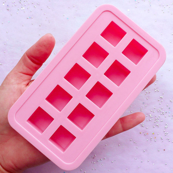 Flexible Square Cube Silicone Mold (10 Cavity) | Resin Jewellery DIY | Kawaii Resin Craft Supplies (16mm x 16mm)