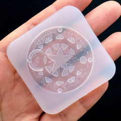 Magical Girl Circle Silicone Mold | Mahou Kei Magic Circle Mold | Kawaii Resin Craft Supplies | Clear Soft Mould (38mm)