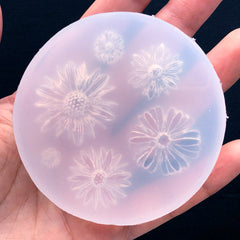 Chrysanthemum Flower Silicone Mold (6 Cavity) | Floral Mold | Soft Resin Mould | Clear Mold for UV Resin Crafts (7mm to 30mm)