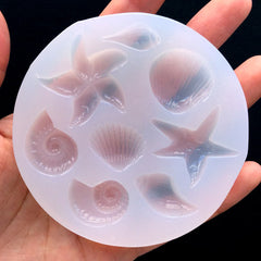 Seashell Assortment Silicone Mold (8 Cavity) | Starfish Mold | Nautical Mold | Beach Decoden | Resin Cabochon Mold