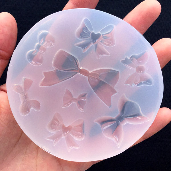 Ribbon and Bow Assortment Silicone Mold (8 Cavity) | Kawaii Cabochon Mold | Epoxy Resin Mold | Clear UV Resin Soft Mould (14mm to 44mm)