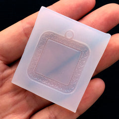 Square Bezel Setting Charm Silicone Mould | Cameo Frame Mold | Resin Jewelry Mold | Clear Soft Mold | UV Resin Crafts (29mm x 33mm)