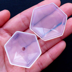 Faceted Hexagon Mold | Resin Jewellery Mold | Epoxy Resin Crafts | Clear UV Resin Mold | Flexible Geometry Mold | Silicone Mould Supplies
