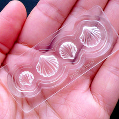 Cockle Shell Silicone Molds (4 Cavity) | Seashell Flexible Mold | Kawaii UV Resin Mould | Clear Soft Mold