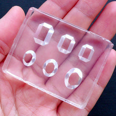 Oval Gemstone & Rectangle Rhinestone Flexible Molds (6 Cavity) | Jewelry Silicone Mold | UV Resin Soft Mould